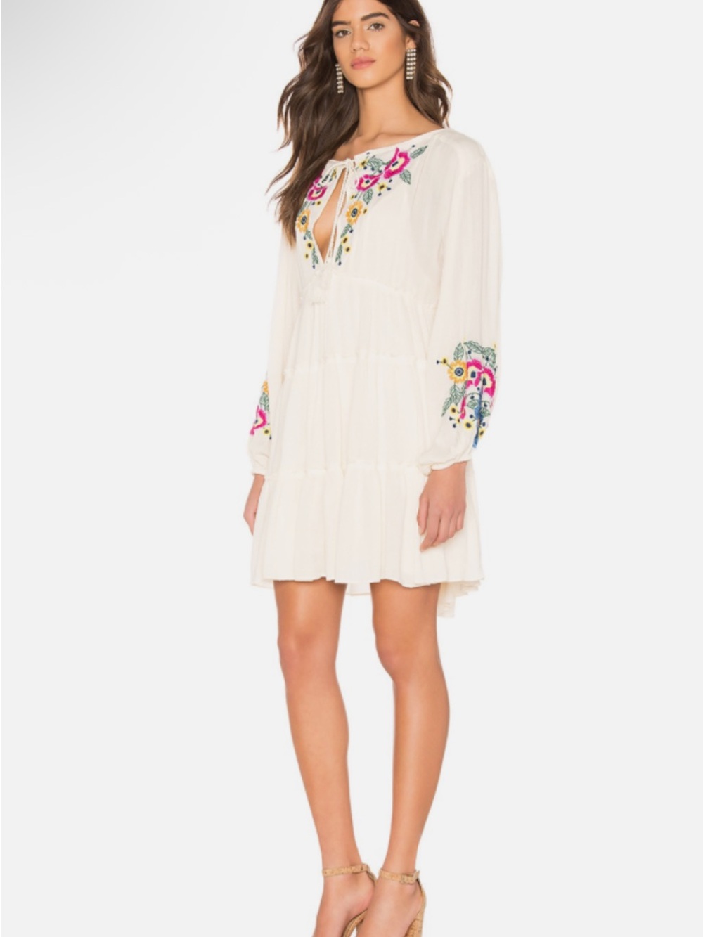 Free People Spell On You Embroidered Mini Dress M